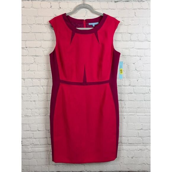 ANTONIO MELANI Edelina raspberry/pom sleeveless sheath classic dress size 14 NWT - Picture 1 of 8